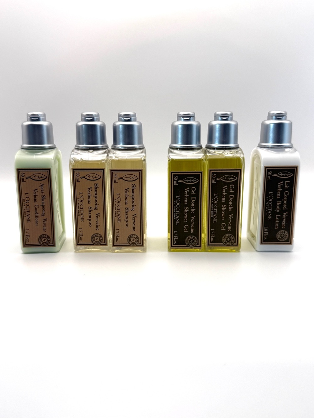 L'Occitane Verbena Travel Bottles Shampoo Conditioner Shower Gel Lotion Lot of 6